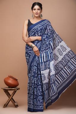 Pure Cotton MulMul Screen-Printed Saree