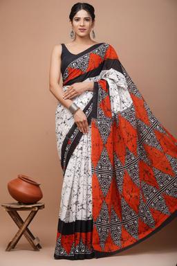 Pure Cotton MulMul Screen-Printed Saree